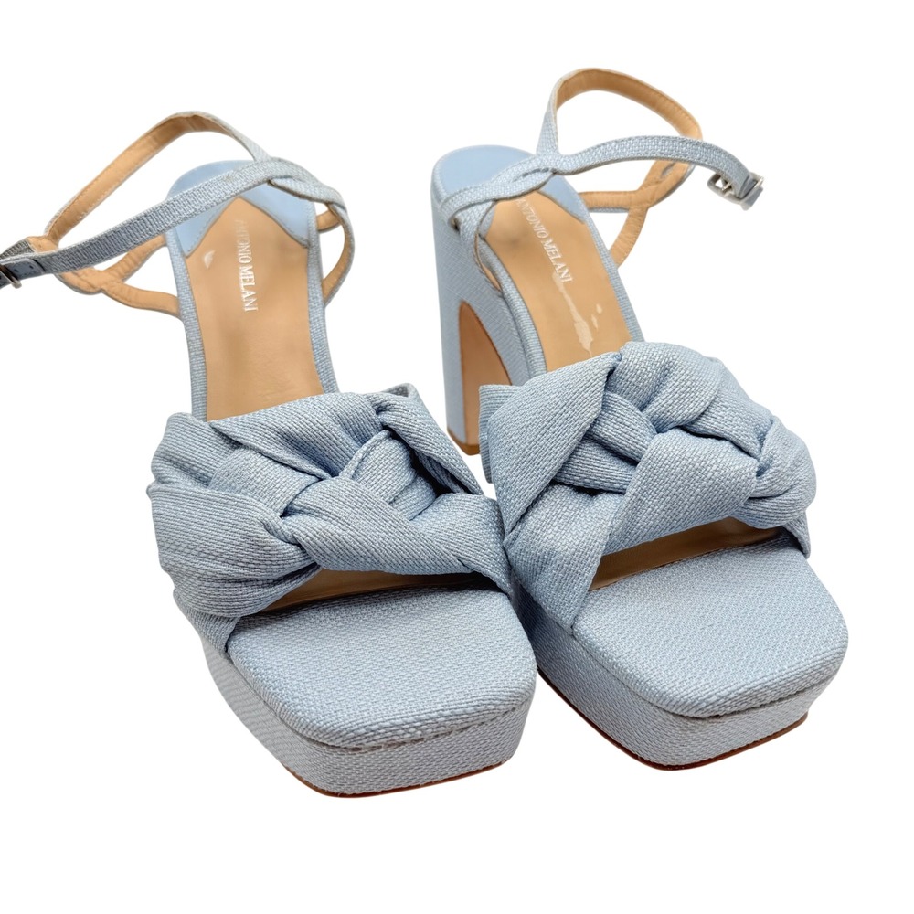 Antonio Melani Platform Sandal Knot Ankle Strap Light Blue Womens 10M Light Blue